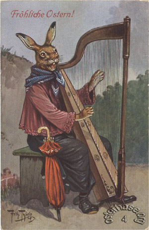 Osterhase mit Harfe